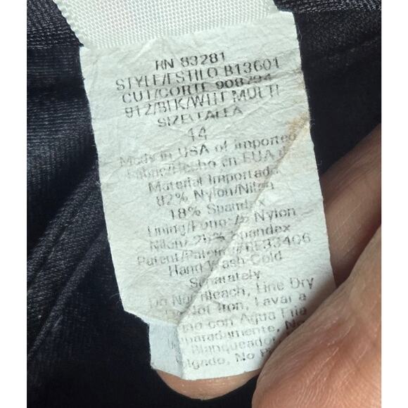 CAROL WIOR SZ 14 Swimdress Halter Bathing Suit Black White Polka Dot Swim Dress - Picture 6 of 10